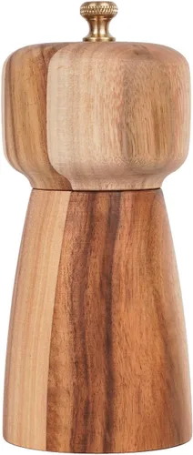Vista 10 de Molinillo de pimienta, molinillo de pimienta con acero inoxidable ajustable, madera de acacia, 5.5 in de altura, diámetro inferior: 2.4 in