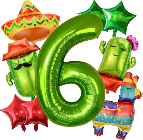 Vista 10 de 9 globos grandes de números moxicanos con globos de fiesta, globos de fiesta mexicana, decoraciones de fiesta de fiesta, decoraciones de fiesta