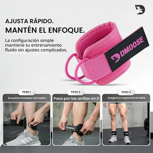 Vista 8 de DMoose Ankle Strap for Cable Machine - One Size Fit with Premium Padding, Workout Kickback Ankle Cuffs, Ankle Bands for Working Out, Booty Workouts