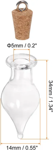 Vista 2 de HARFINGTON 20 mini botellas de vidrio con tapones de corcho, pequeños frascos de vidrio en forma de un solo punto, pequeños frascos de vidrio
