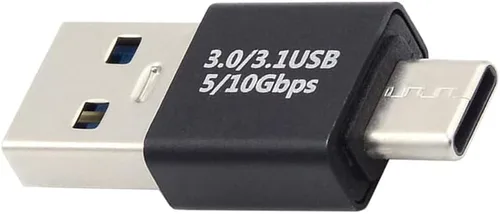 Vista 2 de xiwai USB3.0 tipo A macho a USB 3.1 tipo C macho datos 10Gbps adaptador de carga en ángulo abajo 90 grados para teléfono portátil