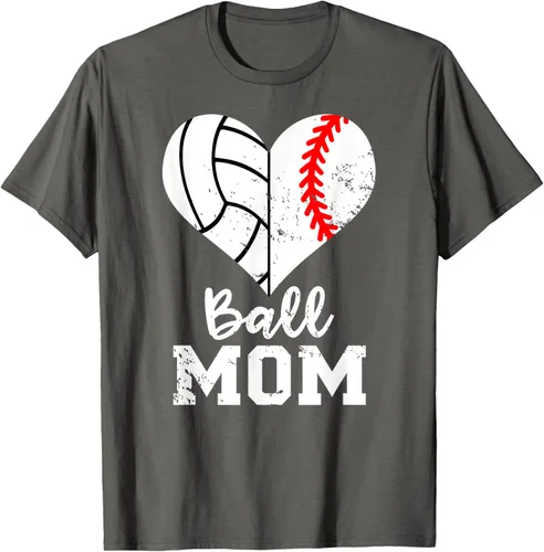Vista 43 de Ball Mom Heart Funny Baseball Voleibol Mom - Camiseta para mamá, Negro, S