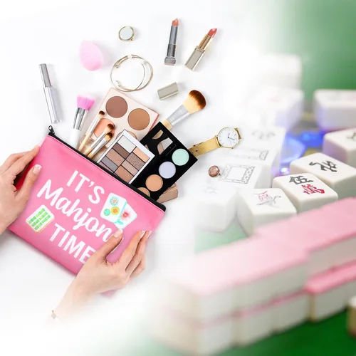 Vista 3 de 16 bolsas de maquillaje Mahjong para regalo de mujer, estilos 2