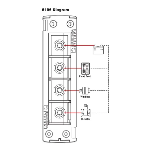 Vista 2 de Blue Sea Systems 5196 Bloque de fusibles MRBF 3Circ Común