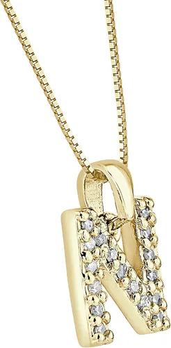 Vista 74 de Collar colgante con letra inicial de diamantes en oro amarillo de 14k (1/10 quilates) 18 pulgadas