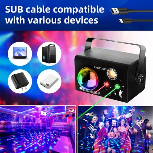 Vista 4 de Luces cuadradas para fiesta, 4 modos de luz de discoteca activada por sonido con control remoto y estroboscópico, luces de escenario de baile