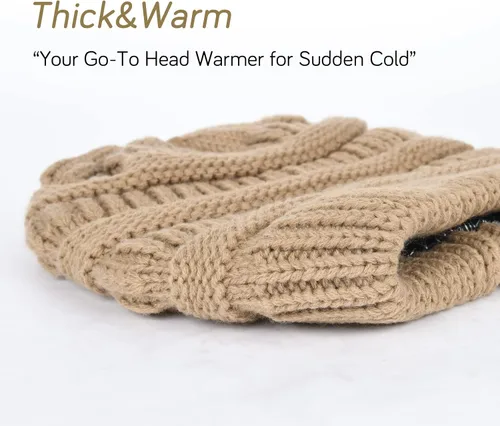 Vista 77 de FURTALK Gorro de invierno para mujer, con forro de satén, tejido trenzado, grueso, holgado, gorro cálido