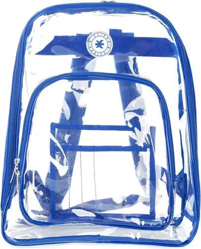 Vista 9 de K-Cliffs Large Transparent Backpack Clear Heavy Duty School Bag Durable Student Bookbag See Through Vinyl Daypack Workbag Claro/Negro