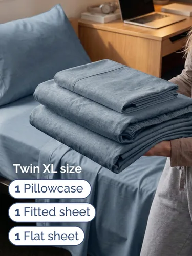 Vista 652 de Extra Deep Twin XL Sheet Set - 3 Piece College Dorm Room - White 01-Blanco