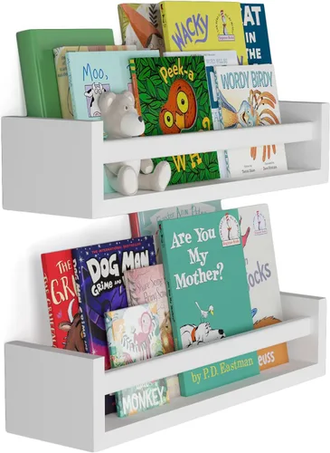 Vista 9 de You Have Space Elba - Estantes flotantes para decoración de habitación de niños, estantes de guardería para pared, estantería, color blanco, juego