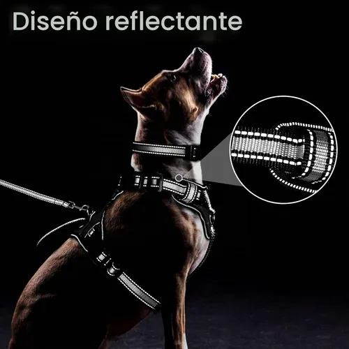 Vista 5 de WINSEE Juego de arnés para mascotas, collar y correa, arnés reflectante todo en uno para perro, sin tirones, con hebillas ajustables para cachorros