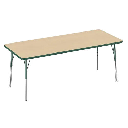 Vista 157 de FDP - Mesa rectangular para actividades escolares y de oficina (24 x 36 pulgadas), patas estándar con deslizadores giratorios, altura ajustable