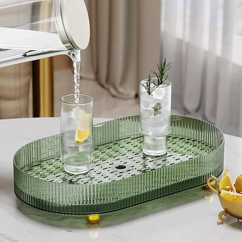 Vista 4 de Bandeja ligera de lujo, mesa de almacenamiento de taza de té, bandeja de mesa de maquillaje, bandeja decorativa para tocador utilizada