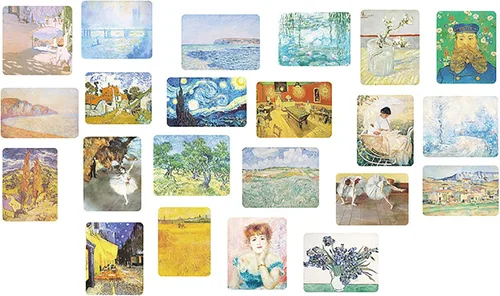 Vista 4 de Doraking 200 calcomanías Washi de tamaño medio para álbumes de recortes, decoración de diario, calcomanías de pintura famosa de arte, calcomanías