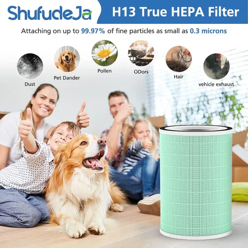 Vista 6 de Paquete de 2 filtros HEPA verdaderos, filtro de repuesto 4 en 1 para mascotas, filtración 360 de 4 etapas, compatible con Afloia KILO, KILOPLUS