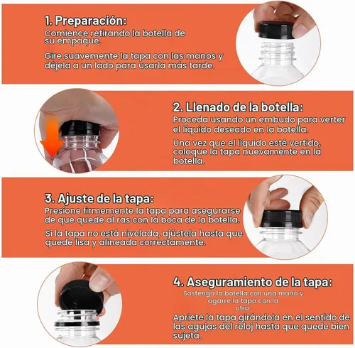 Vista 4 de OBKJJ 80 unidades de botellas de jugo de 4 onzas, botellas de jugo con tapas reutilizables, botellas vacías transparentes con etiqueta, embudo