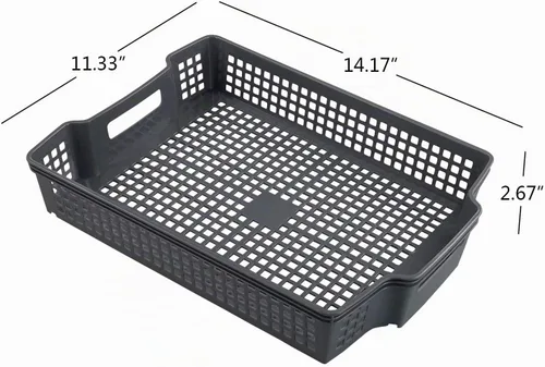 Vista 2 de Bandeja de almacenamiento de papel apilable de plástico gris, 6 paquetes