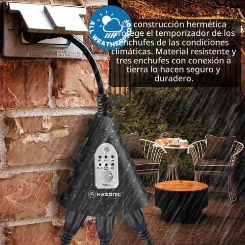 Vista 5 de K KASONIC - Temporizador de luz para exteriores, interruptor de temporizador de enchufe con sensor impermeable, control remoto de 100 pies