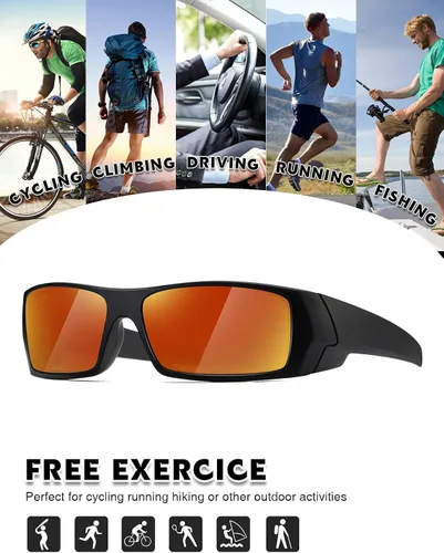 Vista 5 de TIANYESY Gafas de sol polarizadas para hombres y mujeres modernas retro deportivas rectangulares envolventes vintage protección de tiro