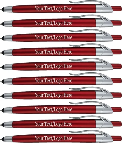 Vista 10 de Paquete de 300 bolígrafos personalizados con logotipo o texto, para marketing, fiestas y eventos, lápiz capacitivo 2 en 1 y bolígrafo compatible