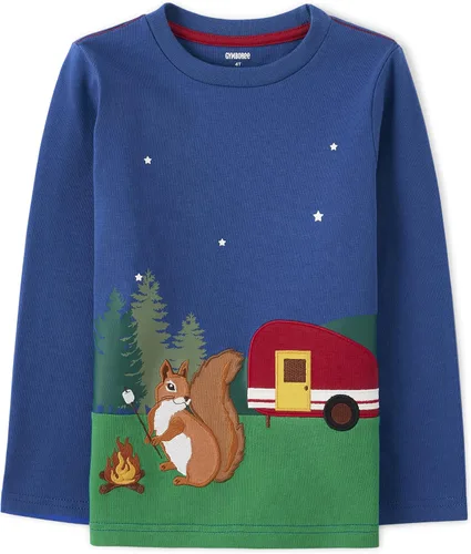 Vista 11 de Gymboree - Camisetas de manga larga con bordado gráfico para niños y niños pequeños, diseño de otoño y festivo Oso de trapo de manzana