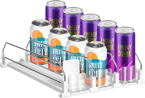 Vista 9 de hanmir Organizador de bebidas para refrigerador, dispensador de latas de soda de ancho ajustable para organizadores y almacenamiento