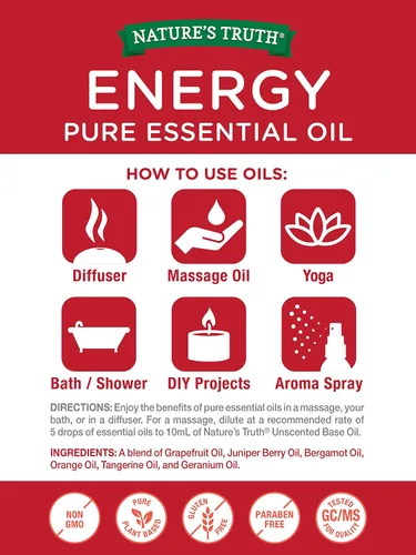 Vista 2 de Nature's Truth Aceite esencial energético, 0.51 onzas líquidas
