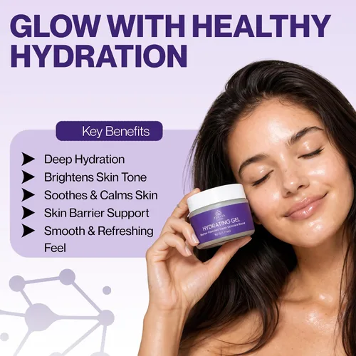 Vista 3 de Gel hidratante para la cara (1.76 oz) – Hidratante facial hidratante con aloe vera, niacinamida y vitamina E – Hidratante a base de agua