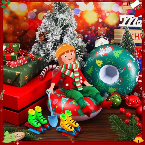 Vista 4 de Cutecrop Juego de 20 accesorios de muñeca de Navidad que incluye ropa de Navidad, bata de baño, bufanda, faldas, delantal, sombrero de chef