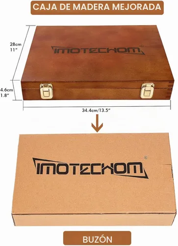 Vista 7 de Juego de 12 piezas de herramientas de tallado de madera para carpintería con caja de madera, cuchillas de acero CR-V 60 ultra afiladas