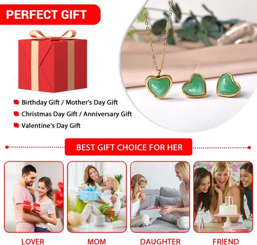 Vista 5 de Temoto Carnelian Crystal Stone Gold Heart Necklace for Women Red Pendant Necklaces Natural Healing Protection Anniversary Birthday Valentines Day