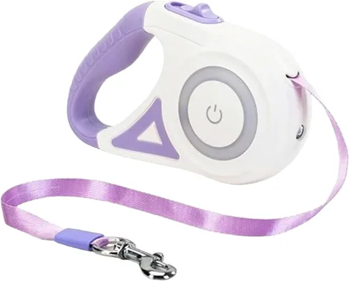 Vista 8 de Best Dog Supplies - Correa retráctil luminosa para perro con luz LED de seguridad frontal, correa de entrenamiento sin enredos de 360° para una