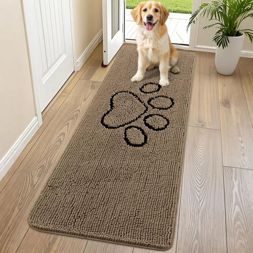 Vista 99 de Smiry Tapete para puerta de perro para patas fangosas, absorbente y Gris y negro