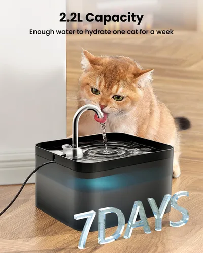 Vista 2 de PawPoll Fuente de agua para gatos - Fuente de agua para gatos de 2.2 L para beber