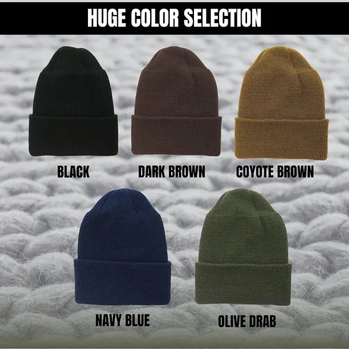 Vista 5 de ARMYU - Gorro de lana militar genuina para invierno, gorro de lana USN sólido con puños