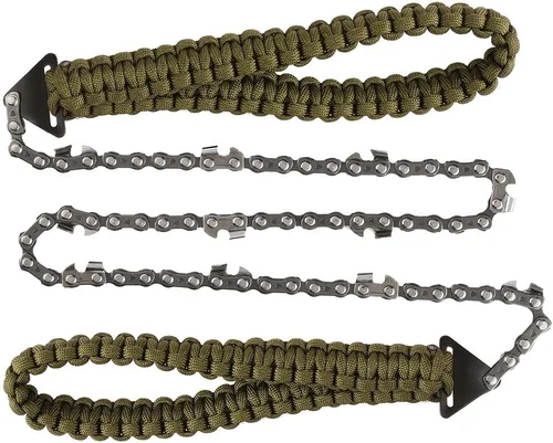 Vista 5 de Sierra de bolsillo con mango de paracord de 36 pulgadas, sierra de mano de cadena larga de 16 dientes, corte rápido de madera y árboles