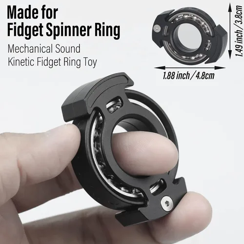 Vista 2 de FREELOVE Metal Ring Fidget Toys for Men Adults, Aluminum Alloy, Chain Bike Sound Anxiety Ring, Nuclear Reactor Design with 6804 Ball Bearing Finger