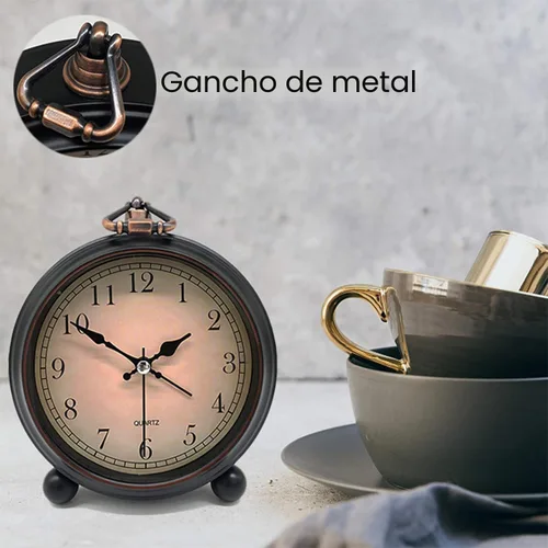 Vista 3 de TooTa - Reloj despertador analógico retro vintage, 4.5 pulgadas, súper silencioso, sin tictac, con luz nocturna, funciona con pilas, diseño simple