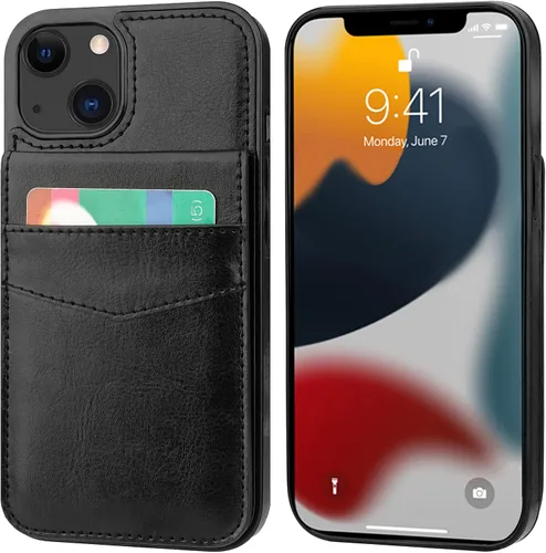 Vista 3 de KIHUWEY Funda Cartera Compatible con iPhone 13 con Soporte para Tarjetas de Crédito, Cierre Magnético de Cuero Premium con Soporte, Funda Protectora