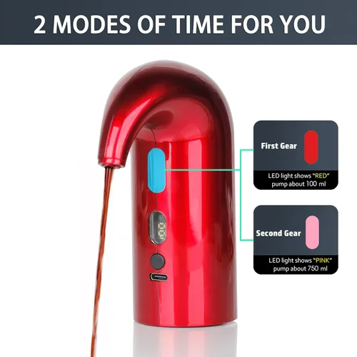 Vista 5 de Aireador de vino eléctrico, decantador de vino eléctrico y decantador de vino de un solo toque para rojo y blanco, aireador y dispensador de vino