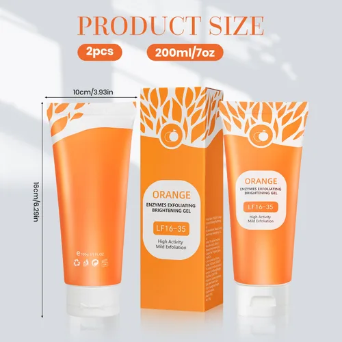 Vista 8 de 2 unidades de gel exfoliante naranja, gel hidratante para rostro y cuerpo, gel exfoliante de enzimas naranjas, exfoliante facial hidratante