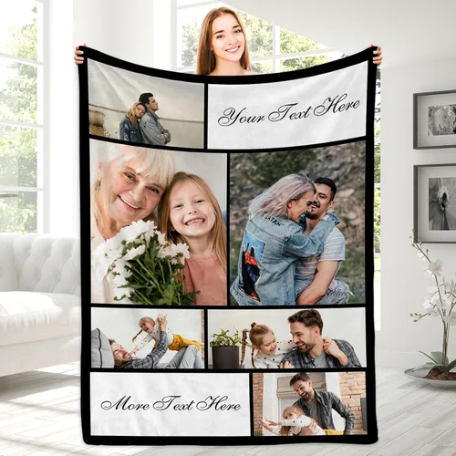 Vista 12 de Magimagine Mantas personalizadas con imágenes de texto para regalos de novio, manta de fotos personalizada para familiares y amigos para Navidad