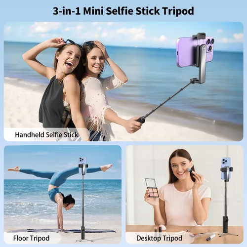 Vista 2 de yAyusi Mini trípode extensible para selfie stick con control remoto, trípode portátil de tamaño de bolsillo para iPhone, pequeño y compacto