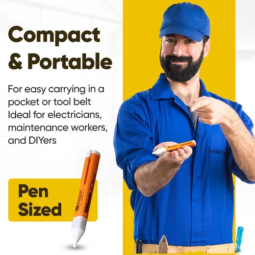 Vista 7 de Probador de voltaje sin contacto 3000, detector de voltaje de CA siempre encendido 50-1000VAC, comprobador eléctrico certificado CAT IV, fabricado