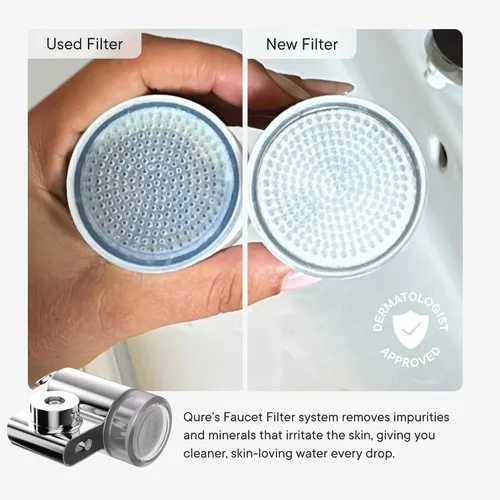 Vista 9 de Qure Skincare Filtro de Agua para Grifo de Lavabo de Baño para la Piel, Reduce el 99% de Cloro y Metales Pesados, Hidratación de la Piel en 4