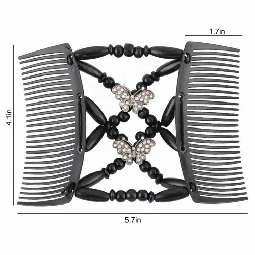 Vista 2 de 4 peines mágicos para el cabello, peines elásticos con cuentas de doble cara, clips para hacer moños, accesorios de peinado para mujeres y niñas
