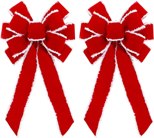 Vista 10 de Decoración para árbol de Navidad, diseño de búfalo grande, arpillera roja y negra, lazo de regalo para árbol de Navidad, decoración de fiesta