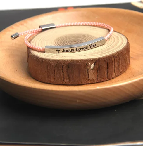 Vista 3 de LIU JUN WWJD - Pulseras de tubo para mujer, con texto en inglés "What Would Jesus Do", ajustable, trenzadas a mano, de acero inoxidable para mi