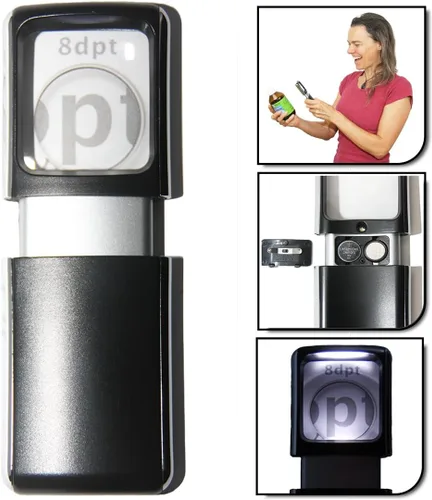 Vista 7 de Lupa pequeña con luz LED 3X, lupa de bolsillo iluminada EasY Magnifier - Lupa iluminada de mano para trabajo de cerca, lectura de libros, frascos