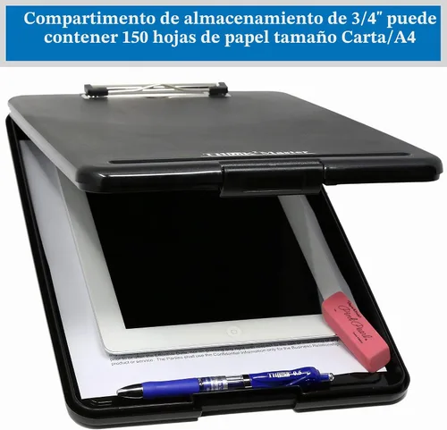 Vista 3 de Portapapeles de almacenamiento de plástico negro Think2Master. 25% más pesado y 25% más resistente Resistente y no se dobla ni flexiona como